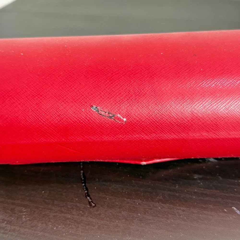 Cartier Red Leather Hard Shell Sunglasses Eyeglasses CASE ONLY DAMAGED